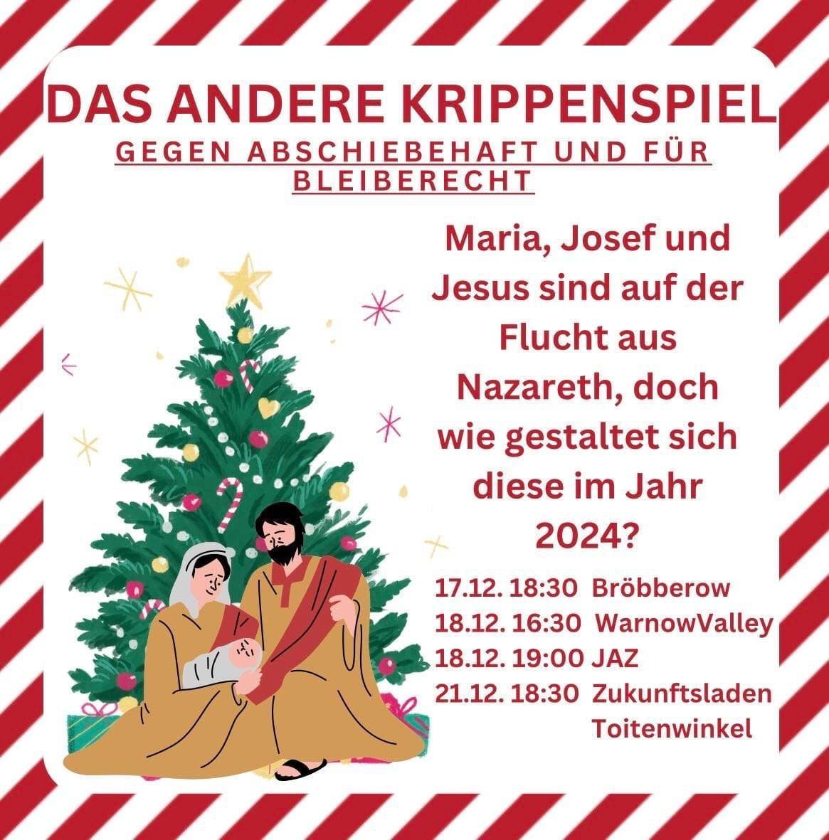 Küfa + Krippenspiel "Bleiberecht minus Abschiebehaft"